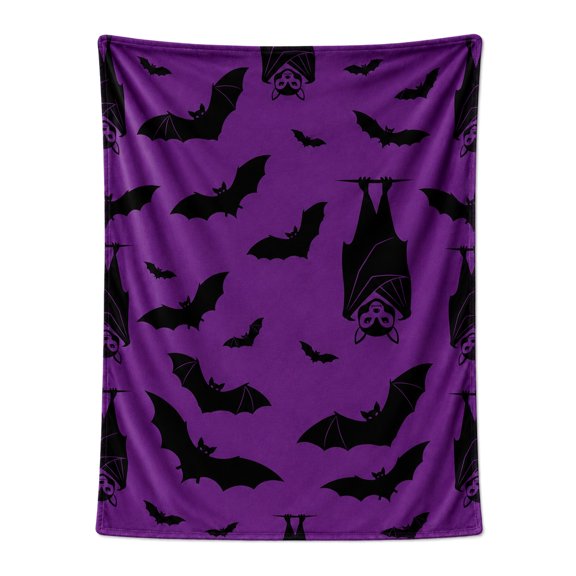 Halloween Bat Blanket, Super Soft Warm Flannel Throw, Cozy Fuzzy Blanket, All Season Decor for Couch Bedroom Sofa Office 50x40