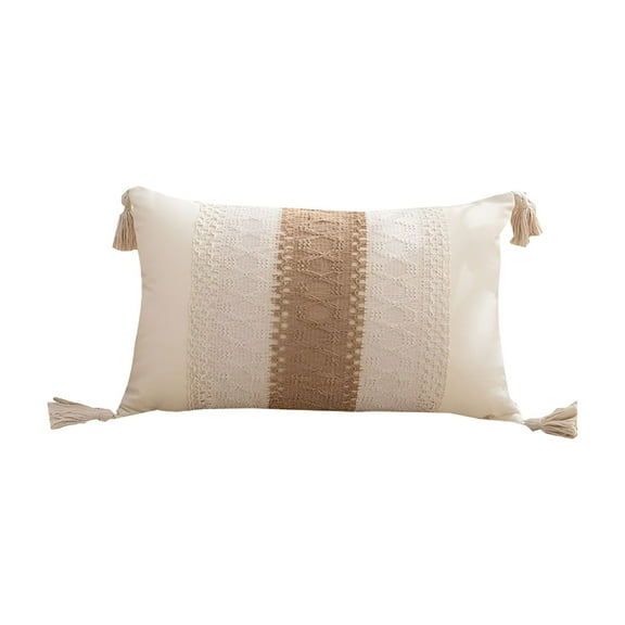 LAMIRO Boho Decorative Throw Pillowcase with Handmade,Soft Embroidery Accent Cushion for Couch
