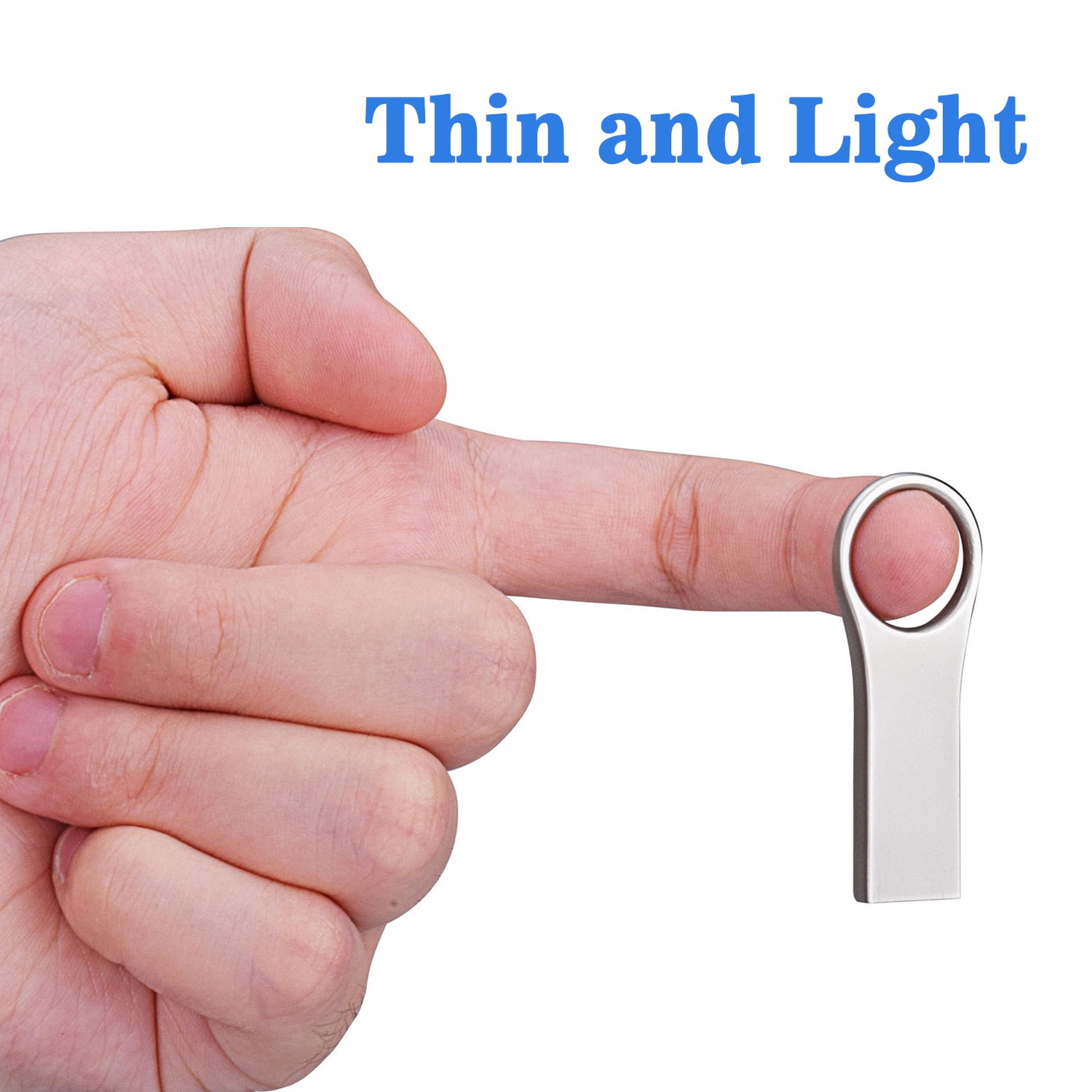 5 Pack 32G USB 2.0 Flash Drive for Key TOPESEL Thin Metal Thumb Drive Pen Drive Silver