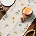 thumbnail image 3 of Floral Eucalyptus Leaves Table Runner - 36 Inch Long Daisy Summer Botanical Rustic Cotton and Linen Blended Dress Scarves Farmhouse Table Runner for Kitchen Dining, Coffee Table, 13" x 36", 3 of 8