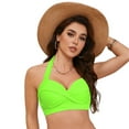 thumbnail image 4 of Linfrsh Bikini Tops for Women Push Up Swim Top Lace Up Padded Bathing Suit Tops Twist Halter Bikini Top Only Green,M, 4 of 8