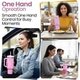 thumbnail image 3 of Tumbler with Handle, Insulated Tumbler with Lid and Straw, Stainless Steel Travel Coffee Mug, Hot and Cold Tumbler, Perfect for Camping, Travelling & Gifting, 40 OZ, Pink, 3 of 9