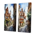 thumbnail image 3 of Designart "Street in Rothenburg, Germany II" Germany Wall Art Set Of 2 - Beige Landscapes Canvas Set For Living Room Decor, 3 of 7