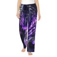 thumbnail image 1 of Fotbe Purple Pattern White Tiger Pantalones de Pijama para Mujer, Pantalones de Dormir, Pantalones Pj con Cordón y Bolsillos-Small, 1 of 6