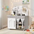 thumbnail image 6 of LAZY BUDDY Wooden Play Kitchen for Kids, Toddler Kitchen Playset with Sink, Stove, Pretend Play Toy for Boys and Girls Age 3+, 6 of 9