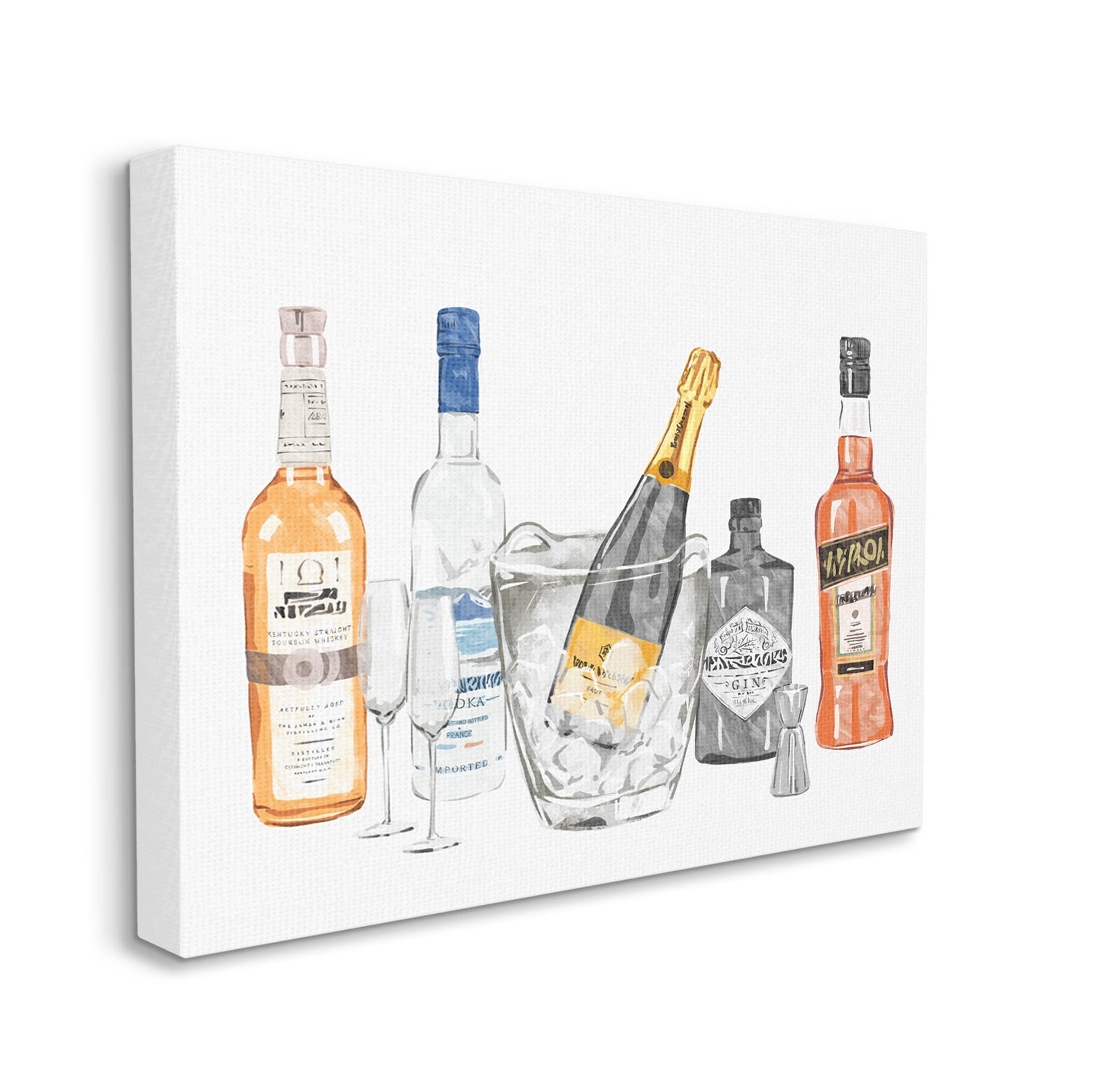 Stupell Industries Various Drink Liquor Bottles Graphic Art Gallery Wrapped Canvas Print Wall Art, Design by Ziwei Li