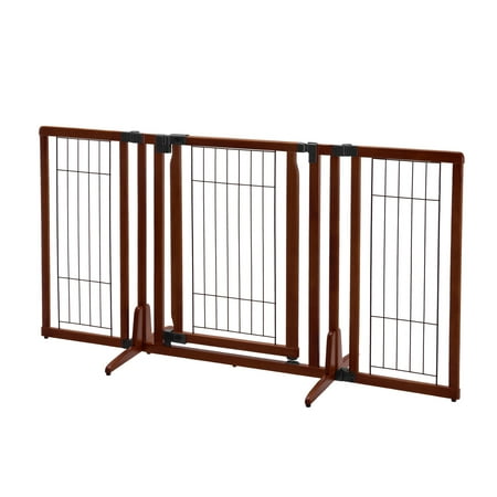 UPC: 0803840949580 | Richell Freestanding Dog Gate  Cherry Brown  63 L x 26 W x 32 H