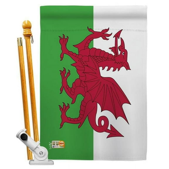 Americana Home & Garden AA-CY-HS-140256-IP-BO-D-US18-AG 28 x 40 in. Wales Flags of the World Nationality Impressions Decorative Vertical Double Sided House Flag Set & Pole Bracket Hardware Flag Set