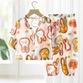 thumbnail image 2 of Bjutir Toddler Girls Outfit Set Cartoon Print Short Sleeve V-Neck Tops With Pants Outfit Summer Casual Girls Set Size 3-4 Years Coffee, 2 of 3