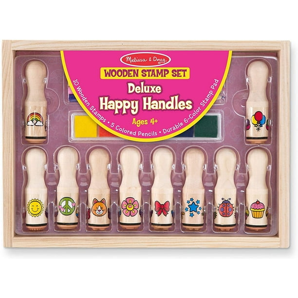 Set de sellos Melissa & Doug Deluxe Happy Handle con 10 sellos