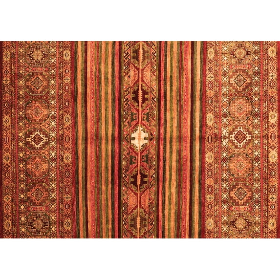 Ahgly Company Indoor Rectangle Abstract Orange Contemporary Area Rugs, 5' x 7'