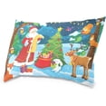 thumbnail image 2 of Santa Claus Together with Forest Animals Velvet Oblong Lumbar Plush Throw Pillow Cover/Shams Cushion Case 16x24in Decorative Invisible Zipper Design for Couch Sofa Pillowcase Only, 2 of 7
