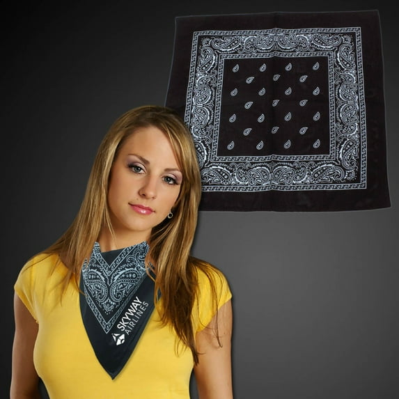 22 INCH X 22 INCH BLACK BANDANA