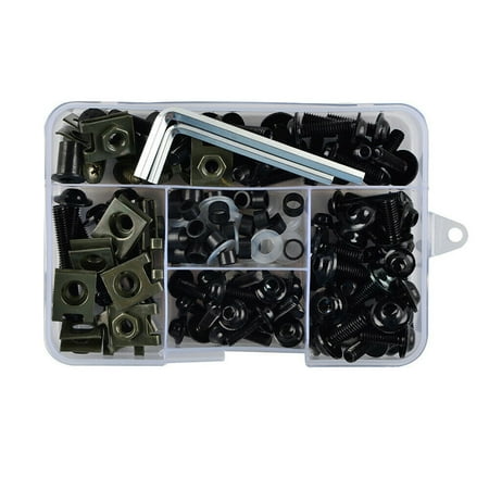 

ELENXS 177 PCS/Box M5 M6 Bolt Assortment Set Aluminum Screw Post Fastener Kit Motorbike Scooter Accessories Replacing Parts Black