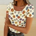thumbnail image 2 of Camisetas Casuales de Manga Corta de las Mujeres de Color Sólido Cuello Redondo Superior, Blusa Ligera de Poliéster para Verano Primavera Diario, Fiesta Y Hogar, 2 of 4