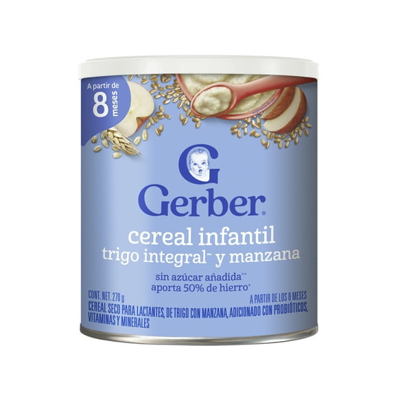 Cereal seco para lactantes Gerber trigo intengral y manzana 270 g