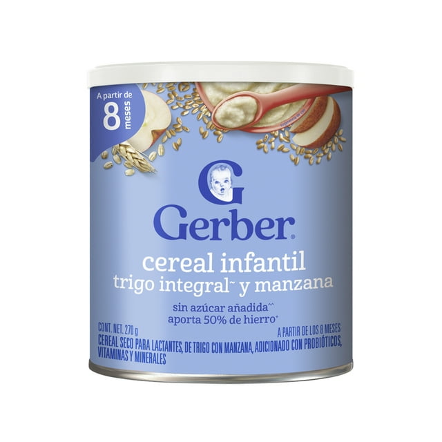 Cereal seco para lactantes Gerber trigo intengral y manzana 270 g