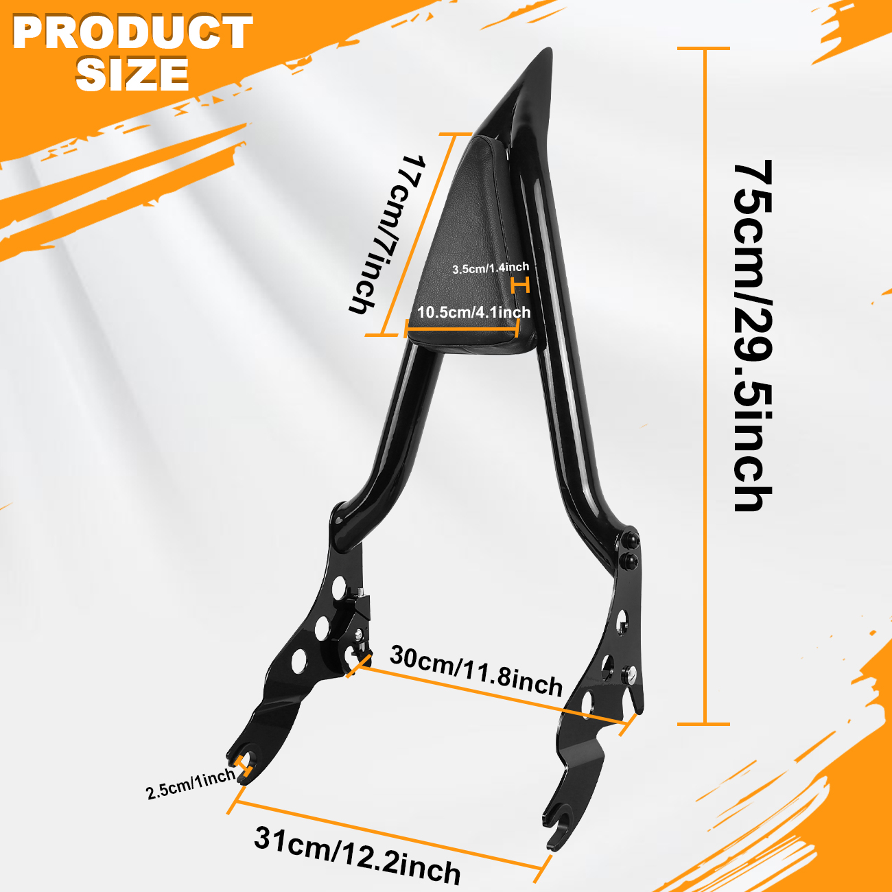 OUMURS Detachable Sissy Bar Backrest For Harley Touring – Electra Glide, Road Glide, Street Glide, Road King 2009-2023 – Chrome/Black Pad