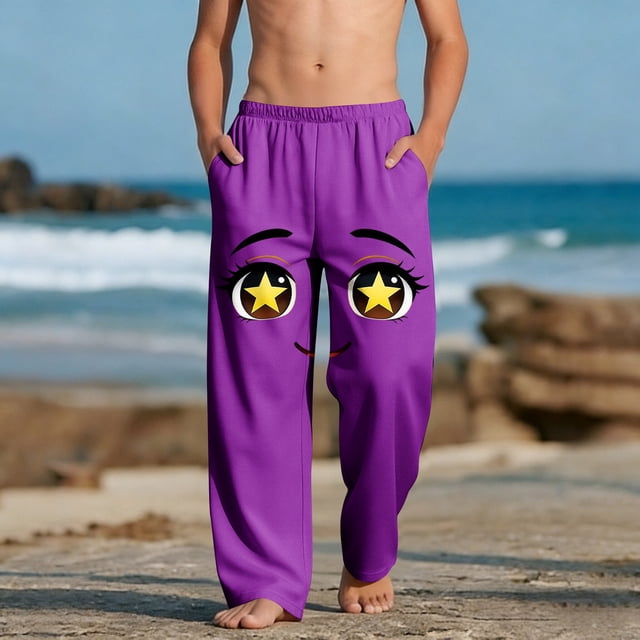 Pantalones largos para niños y niñas, de moda, estampados, casuales, de playa, con bolsillos.