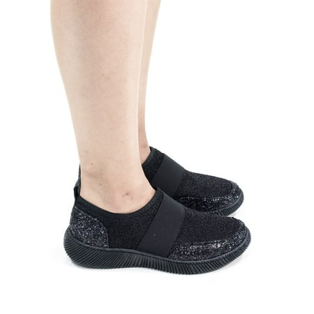 

Forward14 by Bamboo Slip On Glitter Fashion Sneaker Elastic and Glitter