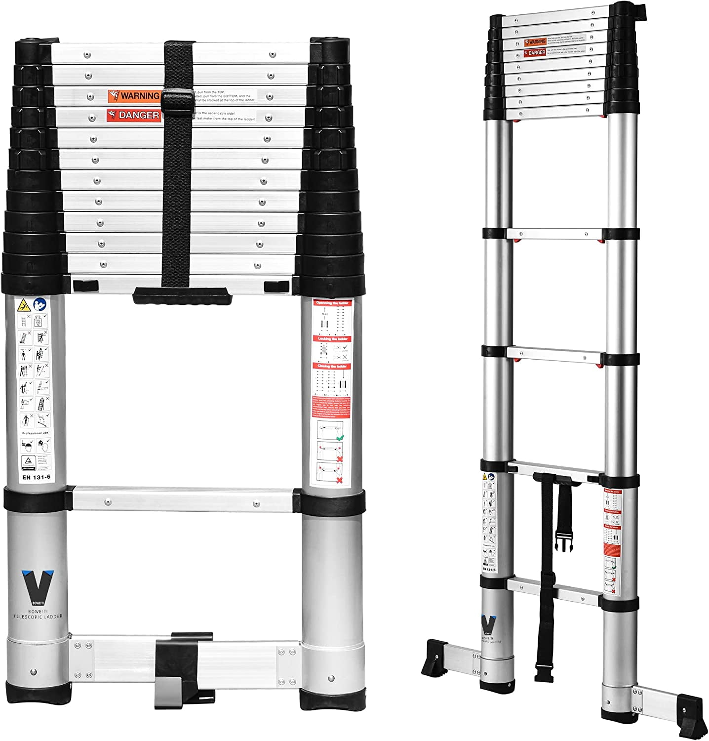 Buy Telescoping Ladder 12.5FT,Sigalect Extension Step Ladder One Button
