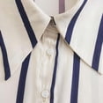 thumbnail image 5 of HomeDM Womens Button Down Shirts 3/4 Ruffled Sleeve Dressy Summer Tops, Solid Color Crop Shirts - Navy/M, 5 of 7