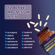 12-in-1 High Absorption Multi Source Magnesium Complex 700mg Capsules, Daily Multi Mineral Nutrient Blend for Adult & Senior Holistic Wellness, 120 Count