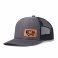 thumbnail image 4 of OUTLAW Leather Patch Letter Embroidered Color Block Trucker Hat Unisex Adjustable Cotton Breathable Fashion Cap for Travel Daily Wear, 4 of 11