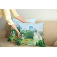 thumbnail image 2 of Ambesonne Scenery Throw Pillow Cover 2 Pack, Misty Jungle Forest, 18", Fern Green Multicolor, 2 of 5