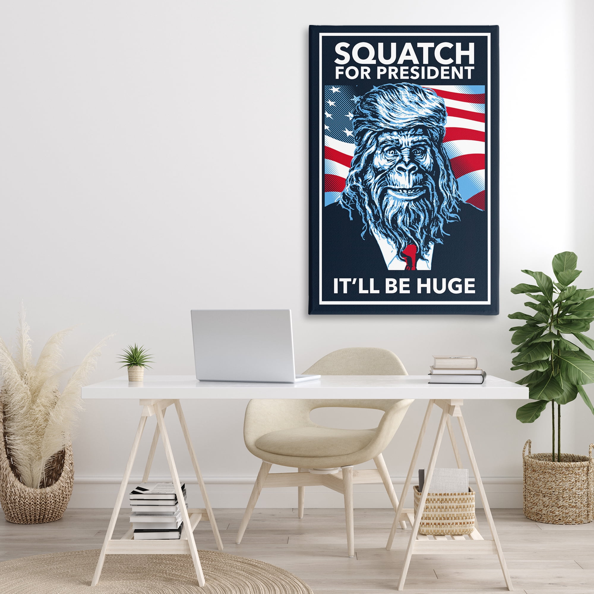 Stupell Industries Funny Mythical President Novelty Painting Gallery Wrapped Canvas Art Print Wall Art, 30 x 45