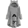 thumbnail image 2 of Fesfesfes Long Hoodie Dress Women Flannel Shirt Cute Pattern Winter Fleece Hooded Blanket Tunic Plush Tops For Teen Girls On Sale, 2 of 8