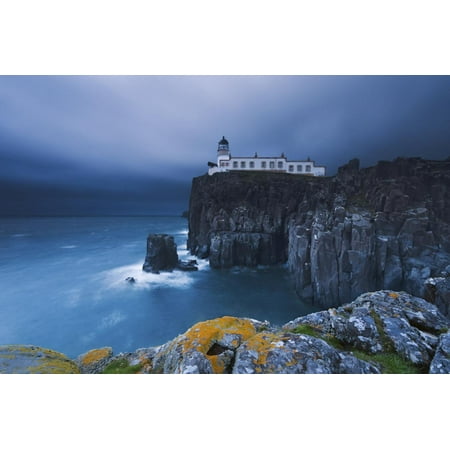 Rocky Cliff on the Sea, with a Lighthouse on the Reef, Neist Point, Isle of Skye, Scotland, Uk Print Wall Art By (Best Use Of Amex Points Uk)