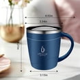 thumbnail image 3 of 16oz Stainless Steel Insulated Coffee Mug with Handle Double Wall Vacuum Travel Mug Tumbler Cup with Sliding Lid (Blue), 3 of 8