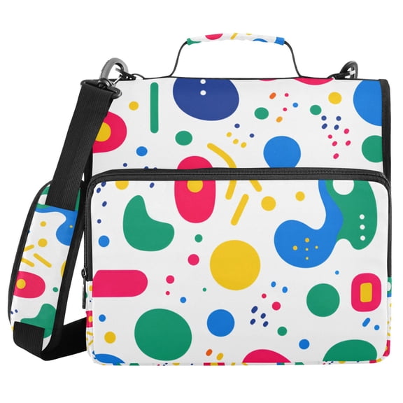 FORMRS Zipper Binder with Shoulder Strap 2-inch Ring 500 Sheet Capacity File Bag, Colorful Round