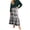 Gray, variant on Women’s Long Plaid Skirt Elastic Waist Tiered Maxi Skirt Lightweight Soft Fabric Casual Style for Daily Wear Navy S