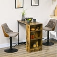 thumbnail image 6 of HOMCOM Counter Height Bar Stools Set of 2, Height Adjustable Swivel Barstools with Footrest and Tufted Back, Linen Fabric Bar Chairs, Brown, 6 of 9