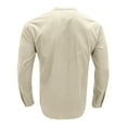 thumbnail image 4 of Mens Long Sleeve Linen Shirt 1/2 Button Solid Stand Collar Pullover Dress Shirt Chest Pocket Casual Cozy Tops, 4 of 4