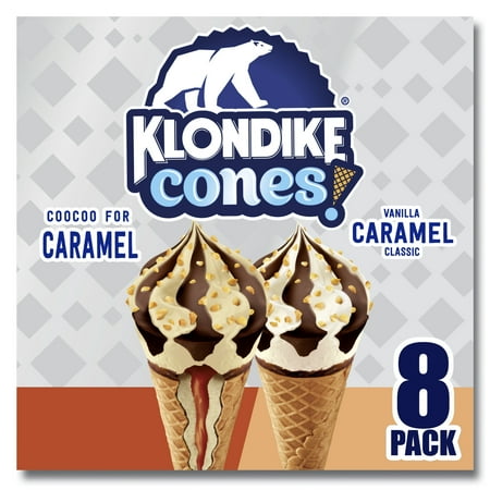 Klondike Frozen Dairy Dessert Cones CooCoo for Caramel/Vanilla Caramel Classic 3.75 fl oz 8 Pack