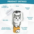 thumbnail image 2 of Yayeee 30oz Double-Wall Insulated Stainless Steel Tumbler with Handle Bottle, Gray Cute Cat, 2 of 8
