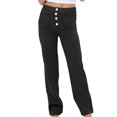 thumbnail image 3 of Fesfesfes Girls' Comfy Trousers Solid Color High-Waisted Button Zipper Closure Straight Pants Soft Fabric Partys Wearings for 7-16 Years(Black#4,5 Years), 3 of 7