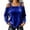 Blue, variant on Cold Shoulder Tops for Womens Velvet Long Sleeve off the Shoulder Trendy Blouse Plus Size Tops Daily Wear(Gray,Large)