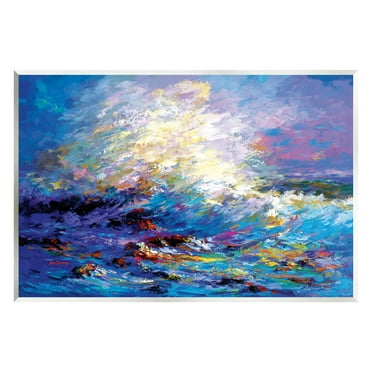 Stupell Industries Abstract Colorful Ocean Waves Landscape Painting Unframed Art Print Wall Art, 19 x 13