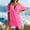 #069-Hot Pink, variant on Warop Women's Beach Cover-Up Dress, Solid Color V-Neck with Tie Waist, Sun Protection for Swimming and Vacation