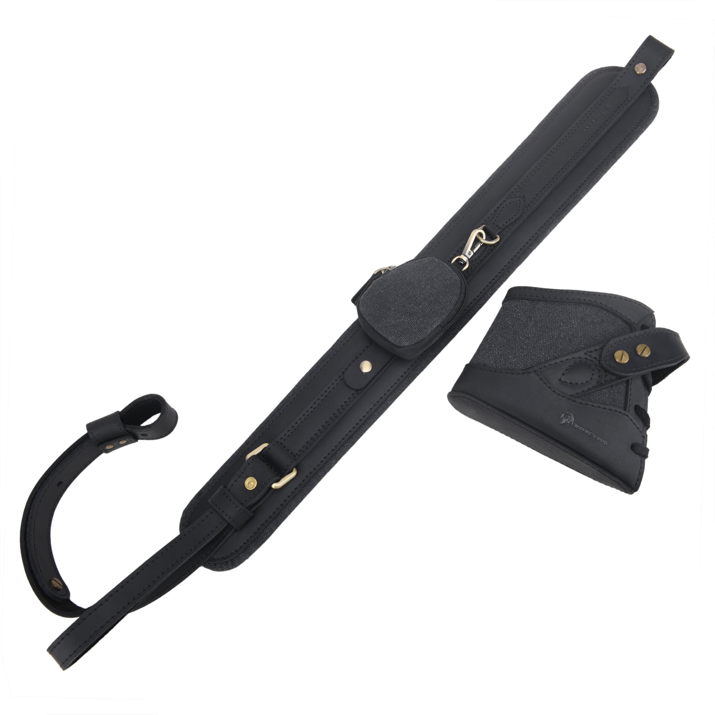 WAYNE'S DOG Vintage Canvas Leather Rifle Recoil Pad Buttstock with Gun Shoulder Sling Strap