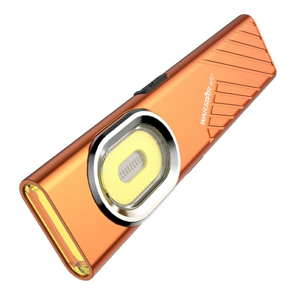 WarStar WT7 EDC Flat Flashlight，700 Lumens White LED Light, with Red Flashing and Side Light, Clip Included, Type-C Rechargeable, 8 Modes, for Outdoor, Emergency, Work (Orange)