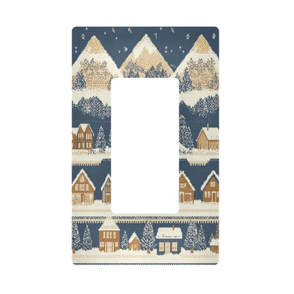 Yayeee Rocker Switch Wall Plate 1-Gang 4.6"x2.9" Home Decorative Outlet Cover, Winter Village