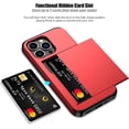 thumbnail image 5 of KOMI pour iPhone 13 Pro Étui avec Porte-Cartes [Ranger 5 Cartes] Double Couche Robuste Antichoc Étui Portefeuille iPhone 13 Pro avec Fente pour Carte Cachée Grand Étui de Rangement pour iPhone 13 Pro (Rouge), 5 of 5