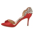 thumbnail image 2 of XYD Women Bejeweled Heel Open Toe D'Orsay Stiletto Heels Satin Pumps Sparkling Crystal Bridal Wedding Shoes Size 5 Red, 2 of 4