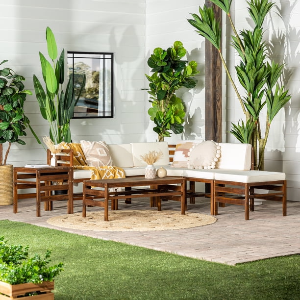 Manor Park Modern 8 Piece Outdoor Sectional Set, Dark Brown