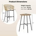 thumbnail image 3 of Costway 3 PCS Rope Woven Patio Bar Set with Soft Cushions and Acacia Wood Tabletop, 3 of 10